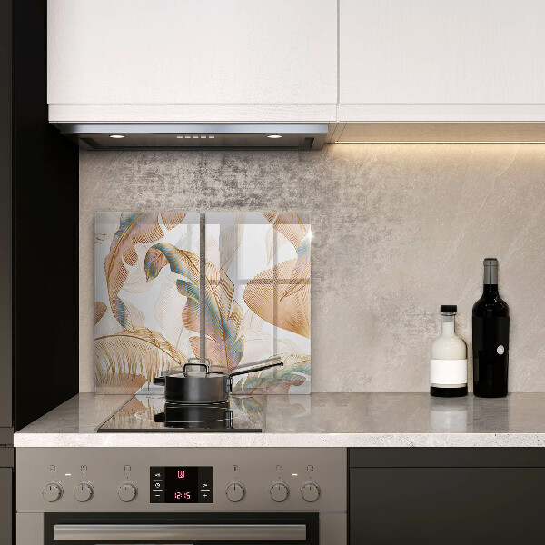 Üveg vágódeszka Boho tollak és levelek