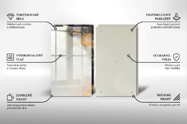 Üveg vágódeszka Absztrakció arannyal