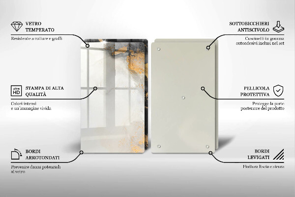 Üveg vágódeszka Absztrakció arannyal
