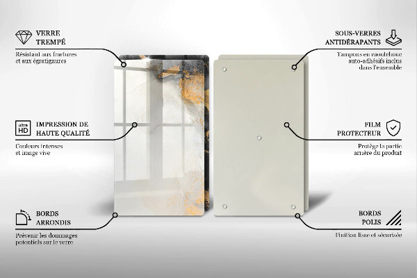 Üveg vágódeszka Absztrakció arannyal