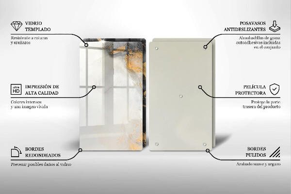 Üveg vágódeszka Absztrakció arannyal