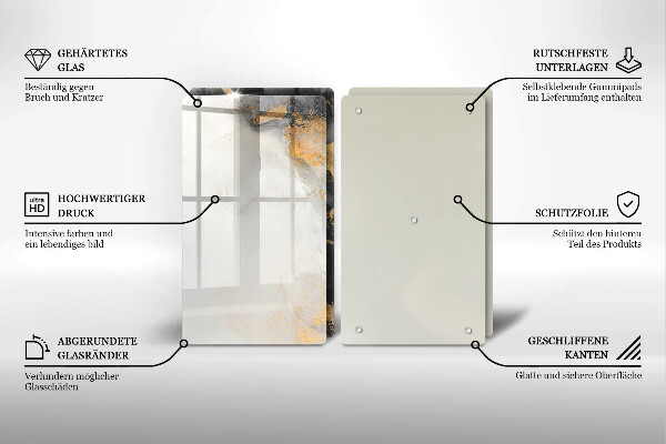 Üveg vágódeszka Absztrakció arannyal