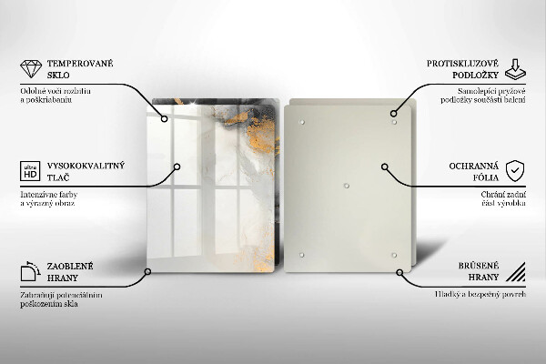 Üveg vágódeszka Absztrakció arannyal