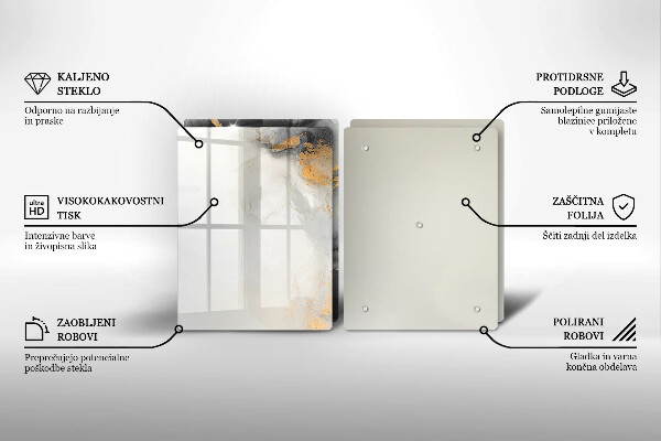 Üveg vágódeszka Absztrakció arannyal