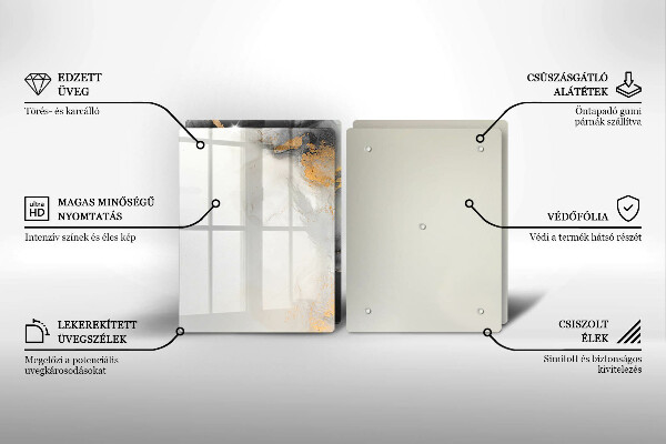 Üveg vágódeszka Absztrakció arannyal
