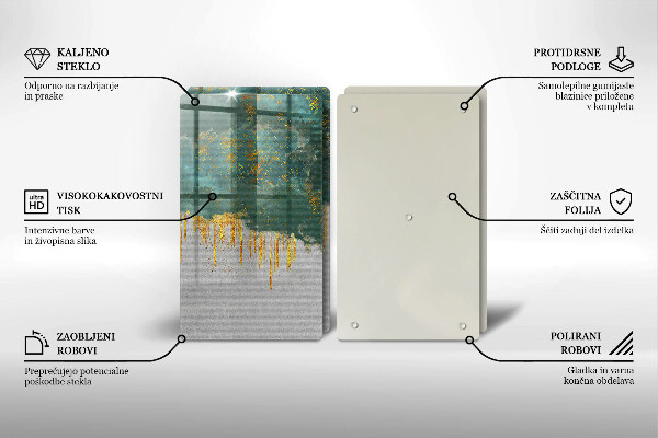 Üveg vágódeszka Absztrakció arannyal