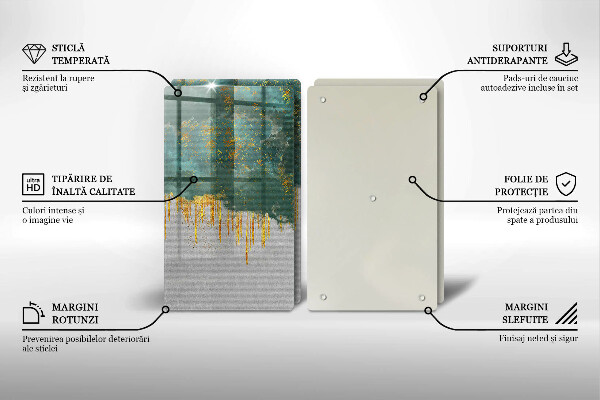 Üveg vágódeszka Absztrakció arannyal