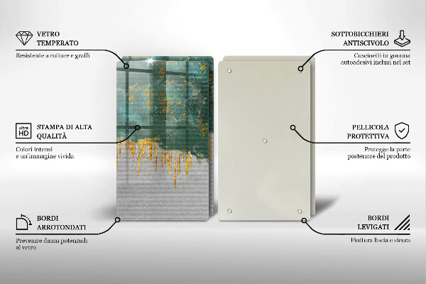 Üveg vágódeszka Absztrakció arannyal