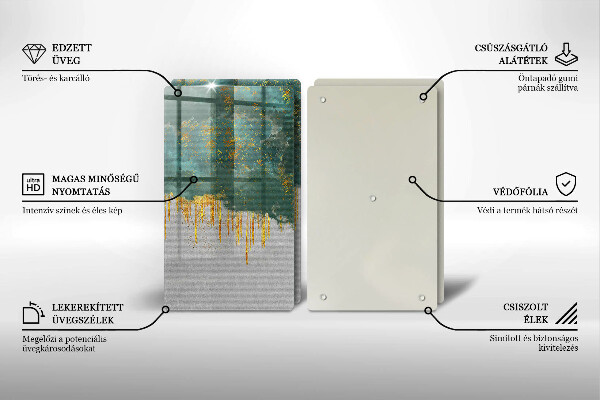 Üveg vágódeszka Absztrakció arannyal