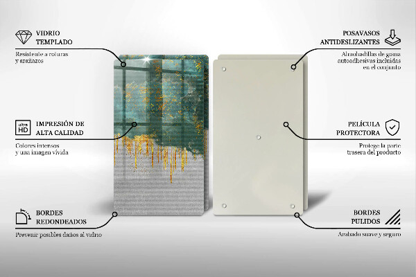 Üveg vágódeszka Absztrakció arannyal