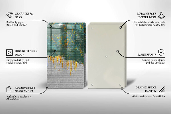 Üveg vágódeszka Absztrakció arannyal