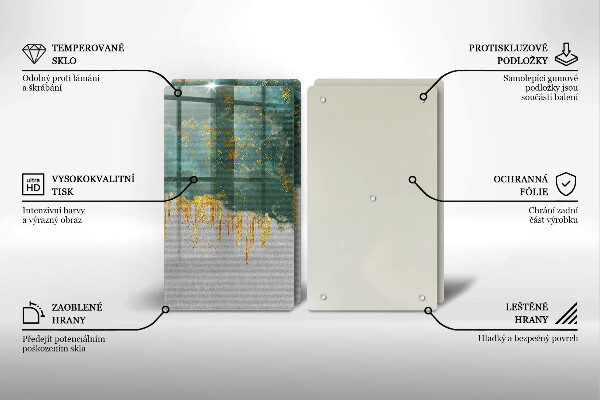 Üveg vágódeszka Absztrakció arannyal