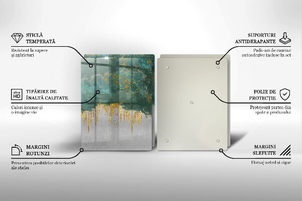 Üveg vágódeszka Absztrakció arannyal