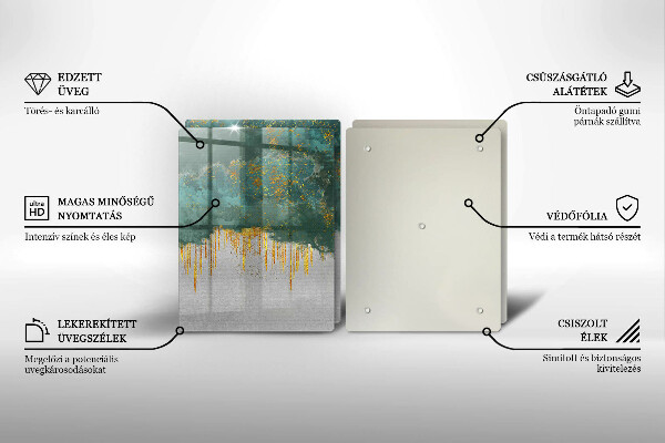 Üveg vágódeszka Absztrakció arannyal