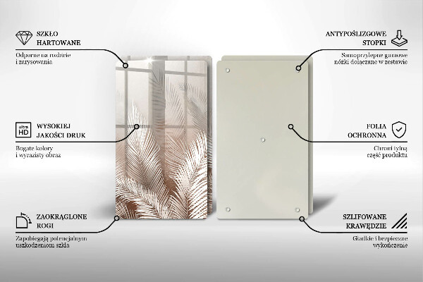 Üveg vágódeszka Boho növényzet levelei