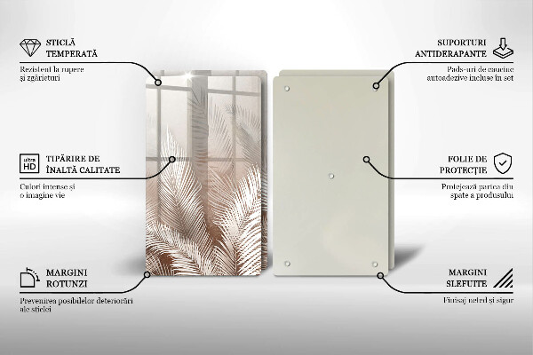 Üveg vágódeszka Boho növényzet levelei