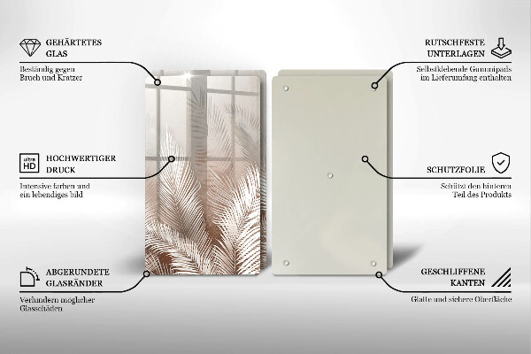 Üveg vágódeszka Boho növényzet levelei