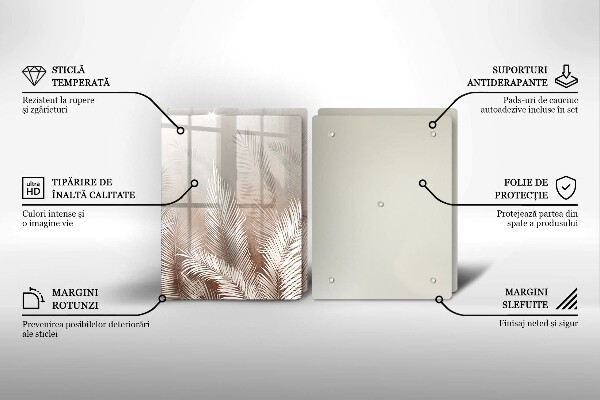 Üveg vágódeszka Boho növényzet levelei