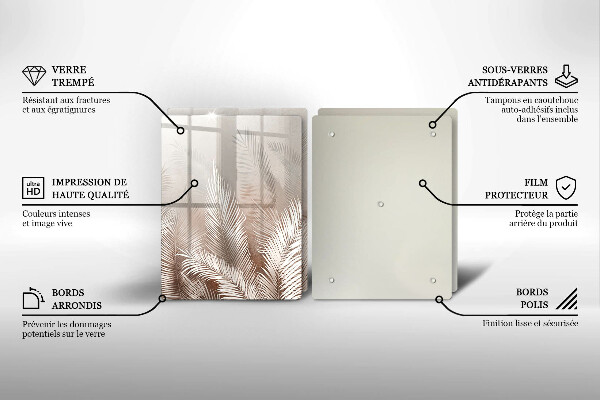 Üveg vágódeszka Boho növényzet levelei