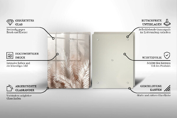 Üveg vágódeszka Boho növényzet levelei