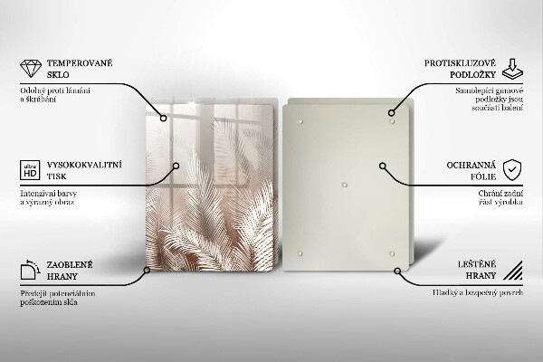 Üveg vágódeszka Boho növényzet levelei