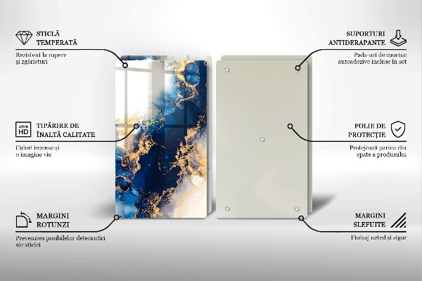 Üveg vágódeszka Absztrakció kékkel