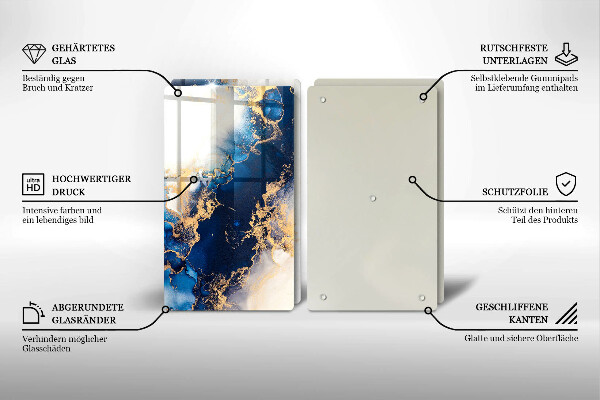 Üveg vágódeszka Absztrakció kékkel