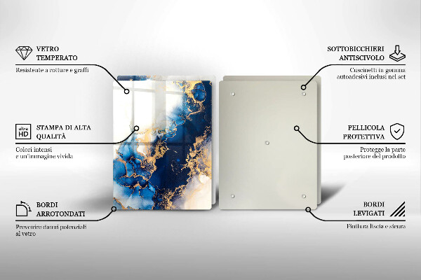 Üveg vágódeszka Absztrakció kékkel