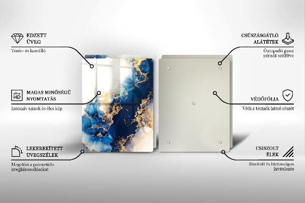 Üveg vágódeszka Absztrakció kékkel