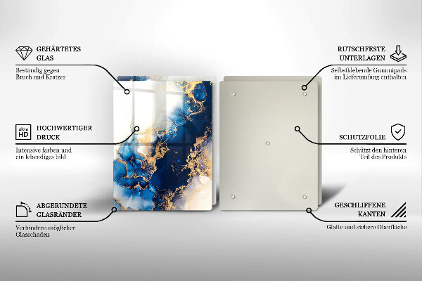 Üveg vágódeszka Absztrakció kékkel