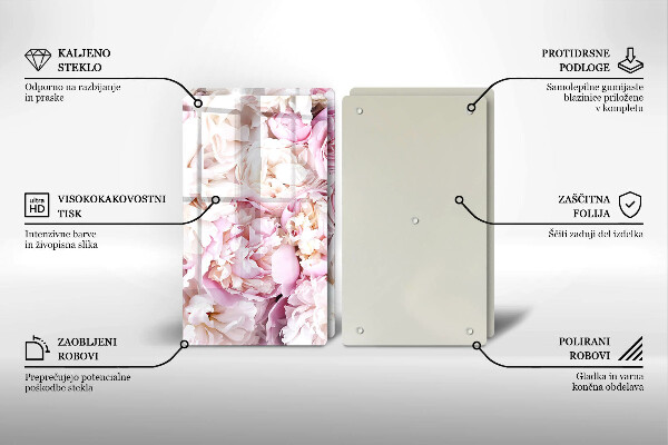 Üveg vágódeszka Bazsarózsa csokor