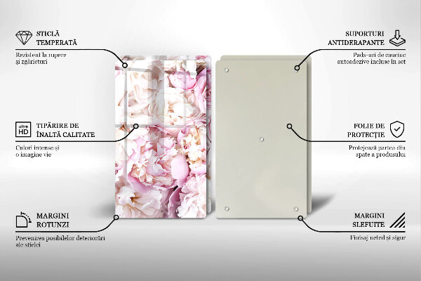 Üveg vágódeszka Bazsarózsa csokor