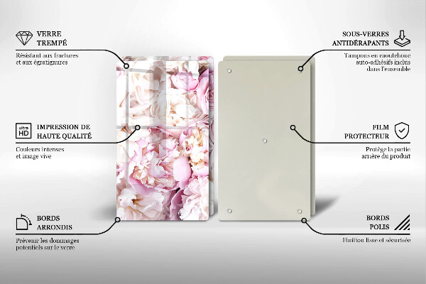 Üveg vágódeszka Bazsarózsa csokor