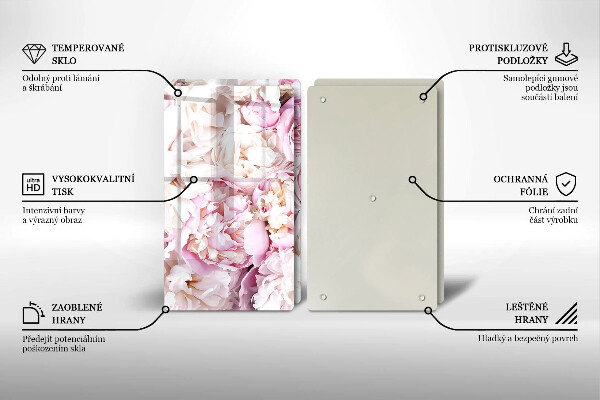 Üveg vágódeszka Bazsarózsa csokor