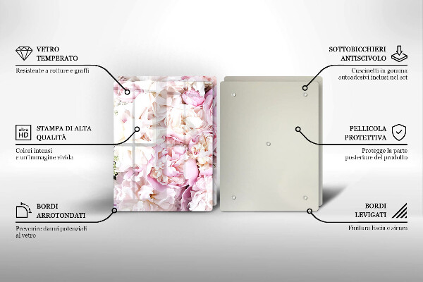 Üveg vágódeszka Bazsarózsa csokor