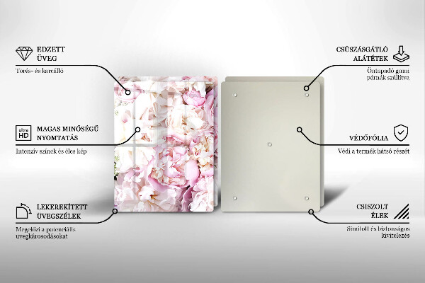 Üveg vágódeszka Bazsarózsa csokor