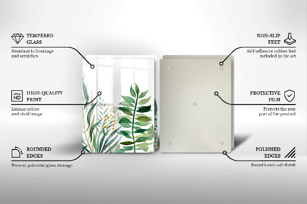 Üveg vágódeszka Növény levelek illusztráció