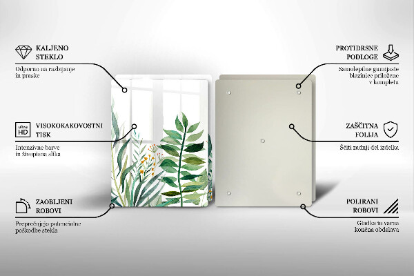 Üveg vágódeszka Növény levelek illusztráció