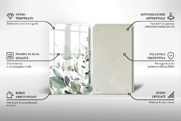 Üveg vágódeszka Akvarell növények