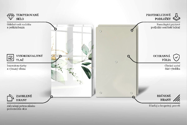 Üveg vágódeszka Akvarell levelek