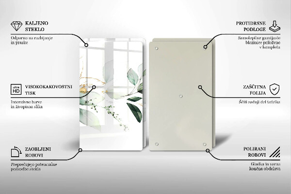 Üveg vágódeszka Akvarell levelek