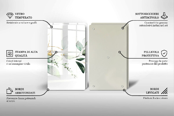 Üveg vágódeszka Akvarell levelek