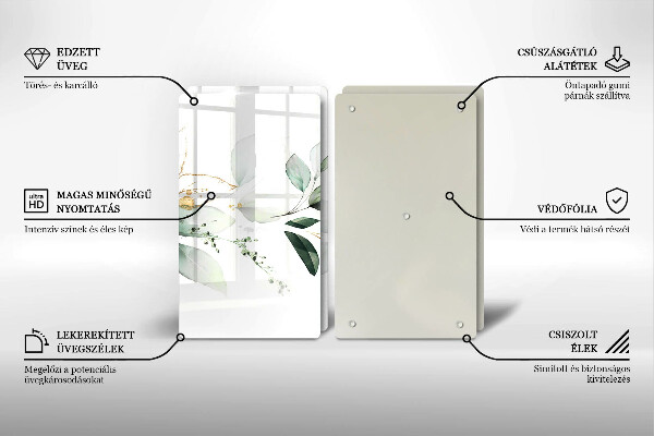 Üveg vágódeszka Akvarell levelek