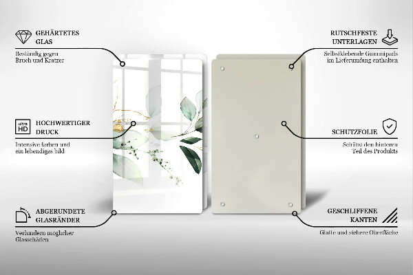 Üveg vágódeszka Akvarell levelek