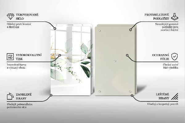 Üveg vágódeszka Akvarell levelek