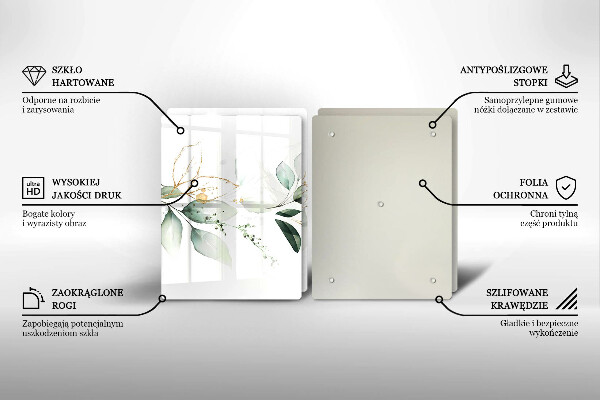 Üveg vágódeszka Akvarell levelek