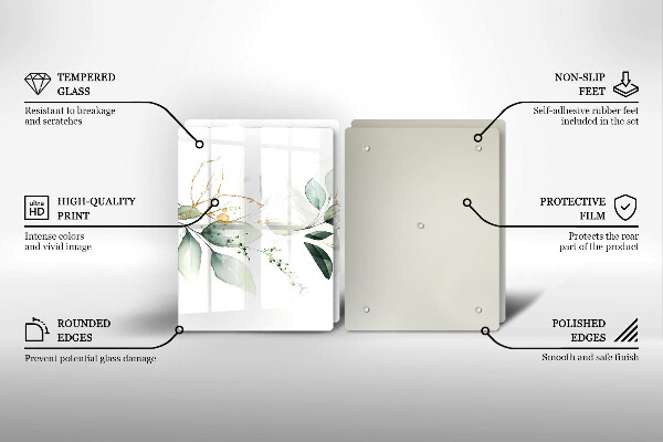 Üveg vágódeszka Akvarell levelek