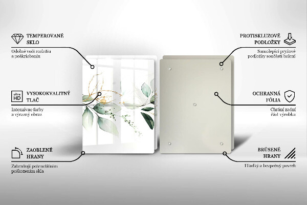 Üveg vágódeszka Akvarell levelek