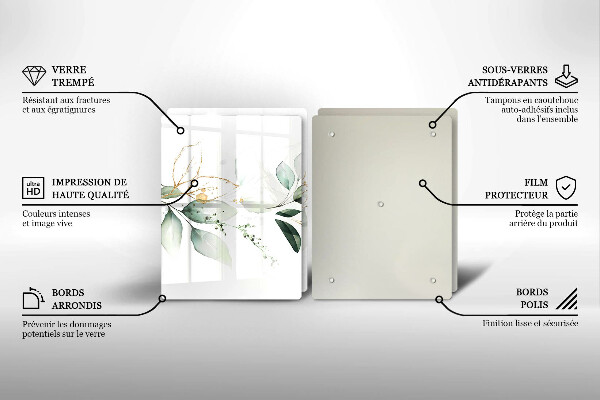 Üveg vágódeszka Akvarell levelek