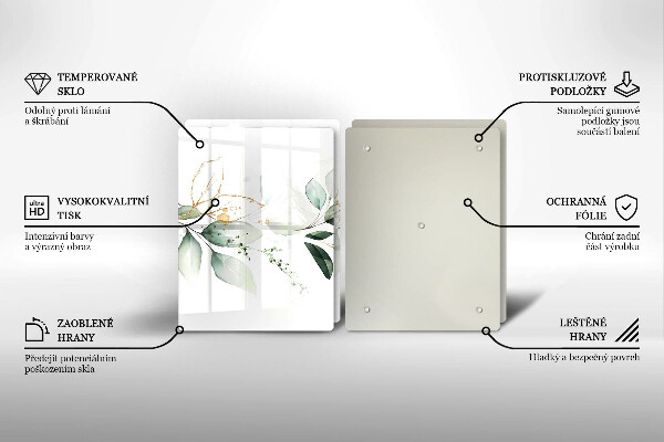 Üveg vágódeszka Akvarell levelek